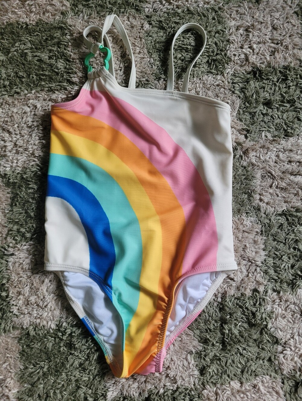 Old Navy Girls Cream One-Piece Swimsuit with Pink Trim